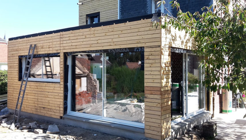 Agrandissement d'une maison en ossature bois AIB Menuiserie